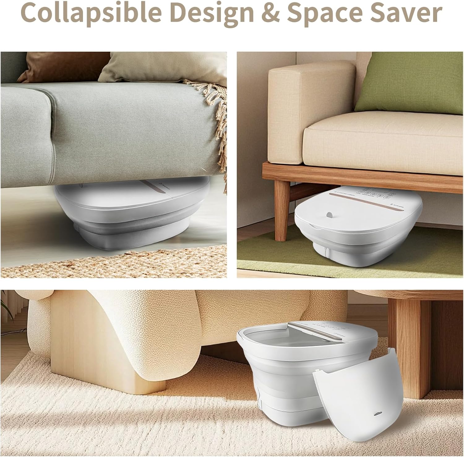Collapasible Foot Spa Bath Massager with Heat, Pedicure Foot Spa with Bubbles/Timer/Temperature Control, Feet Soak Tub for Home, Office, Relaxation and Stress Relief, Gift for Men and Women