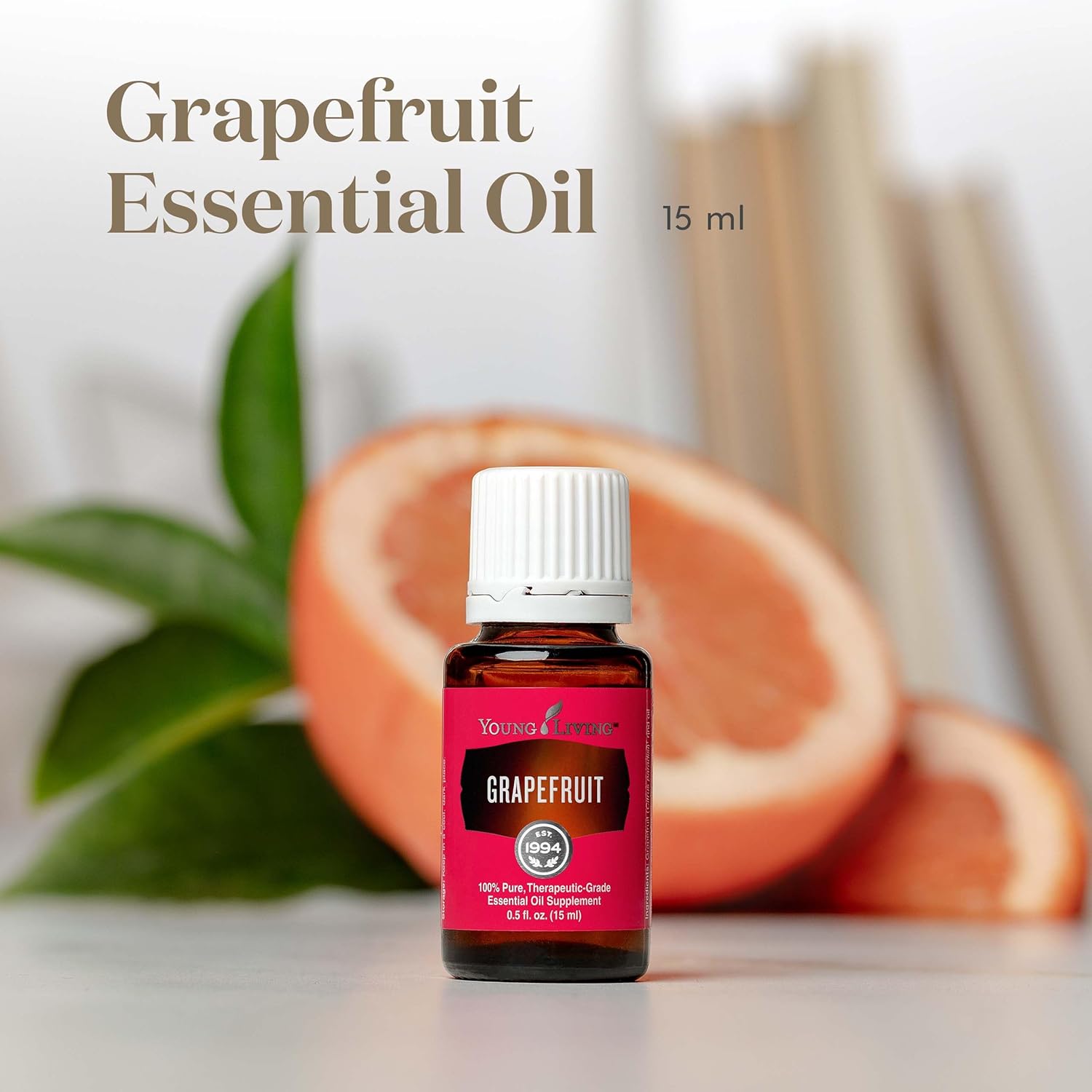 Young Living Grapefruit Essential Oil 15 ml | Uplifting Citrus Aroma for Diffuser, Aromatherapy & DIY Projects | Bright, Refreshing Grapefruit Oil | Vegan, Kosher, Gluten-Free | Photosensitive