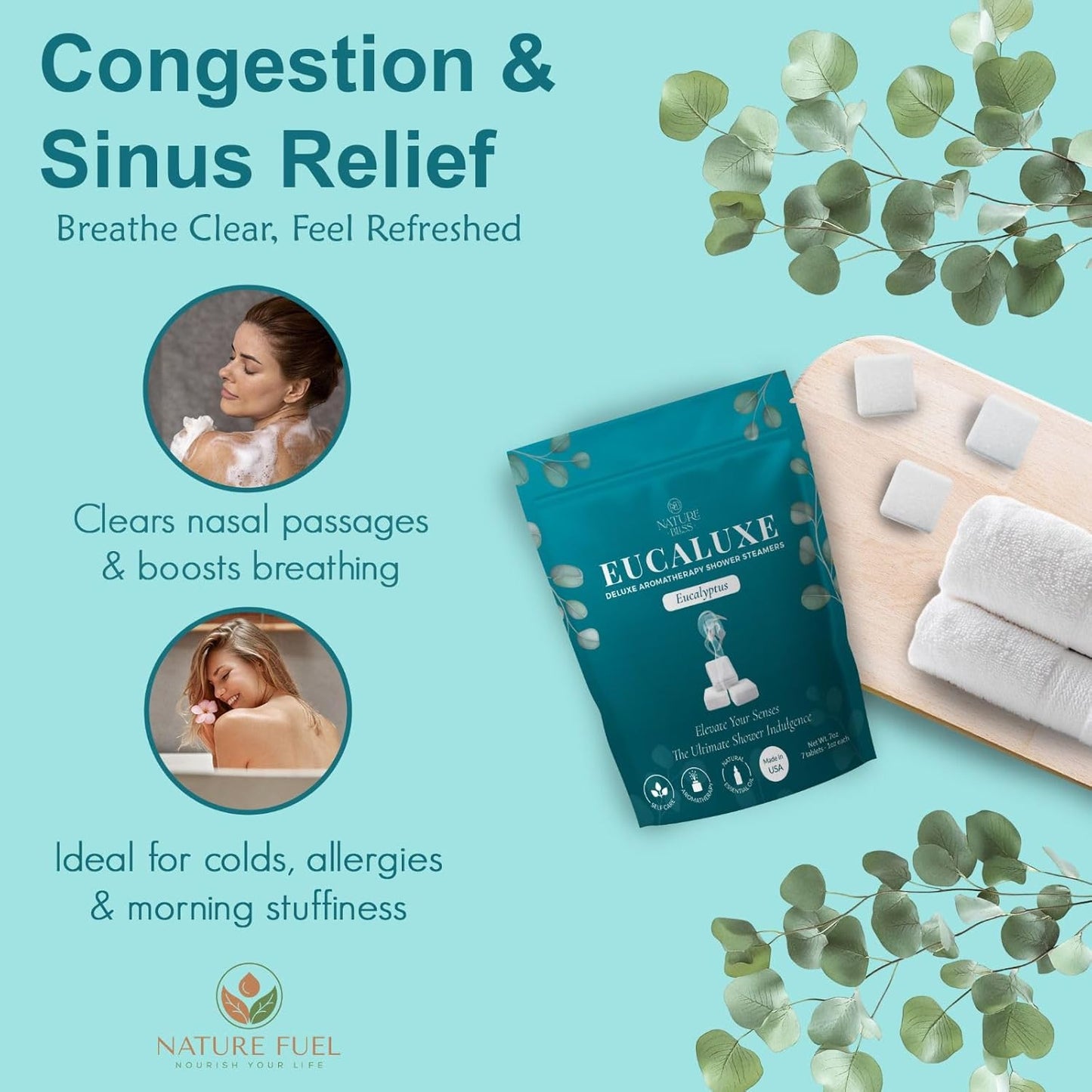 Eucalyptus Shower Steamers - 7 Pack Shower Tablets Aromatherapy for Sinus and Tension Support - Gifts for Women & Men - Eucalyptus for Shower, Shower Accessories & at Home Spa Essentials