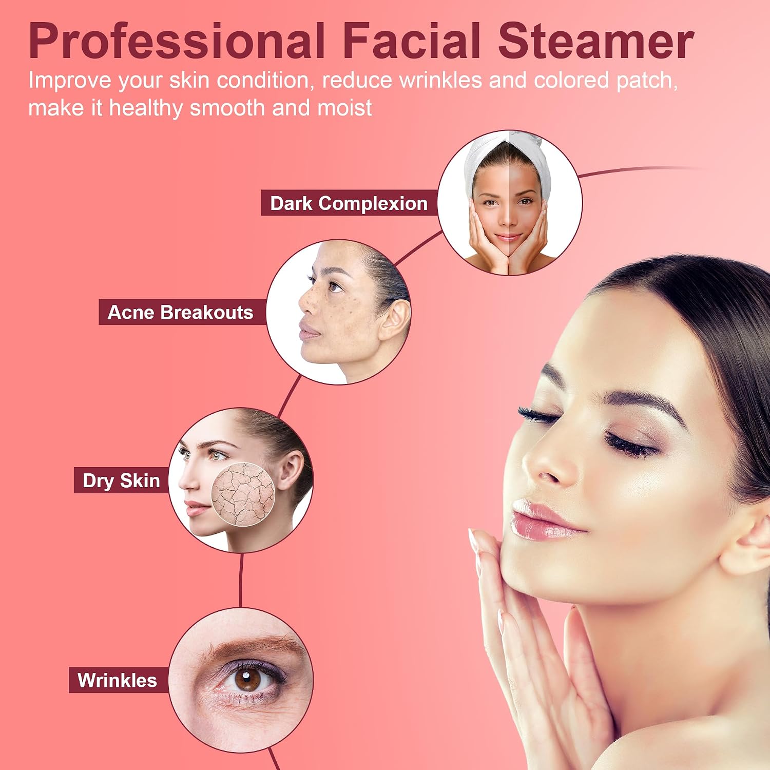​Saicool Professional Facial Steamer - Standing Ozone Facial Steamer on Wheels w Hot Mist for Facial Treatment Personal Care for Spa Salon Home Use