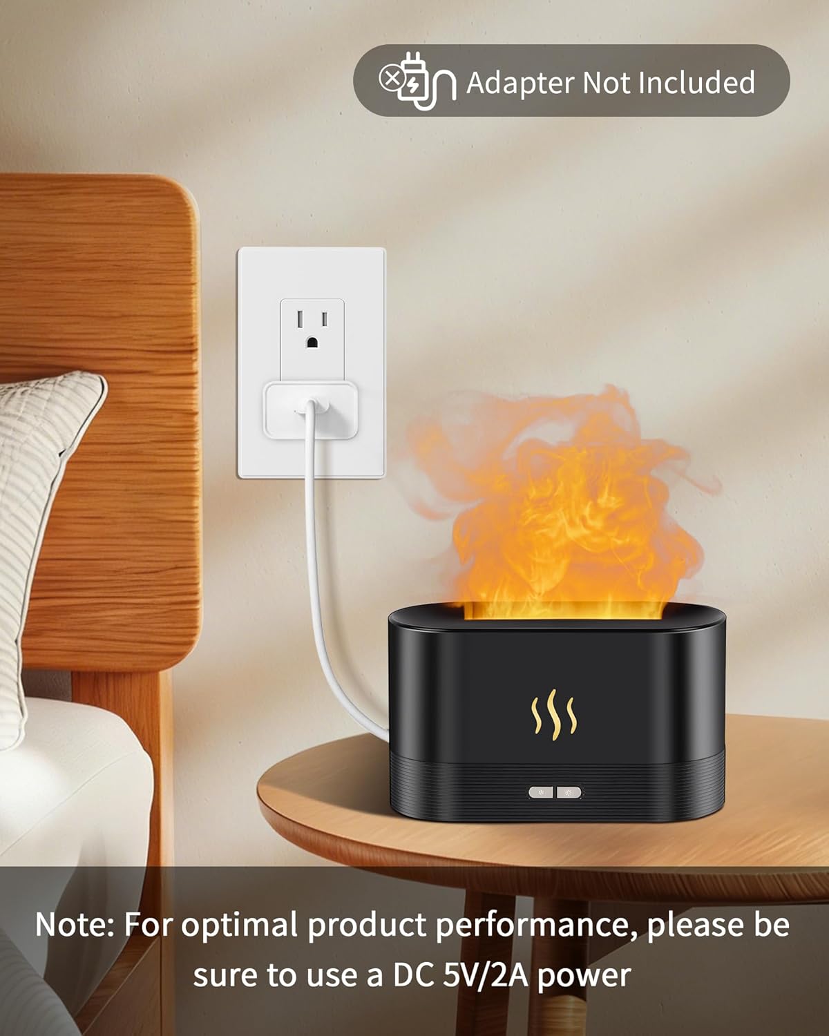 Flame Effect Essential Oil Diffuser, Ultrasonic Aromatherapy Humidifier, Upgraded 7 Color Changing Lights with Ultra Quiet, Auto Shut-Off for Bedroom Home Office Yoga & Gift (180mL, Black)