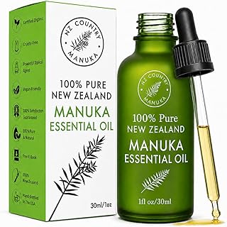 100% Pure New Zealand Manuka Oil | Organic Essential Oil | 35x Stronger Than Tea Tree | Natural Skin Care | Toenails | Diffuser | Aromatherapy | Nails | Hair | Skin | Lips