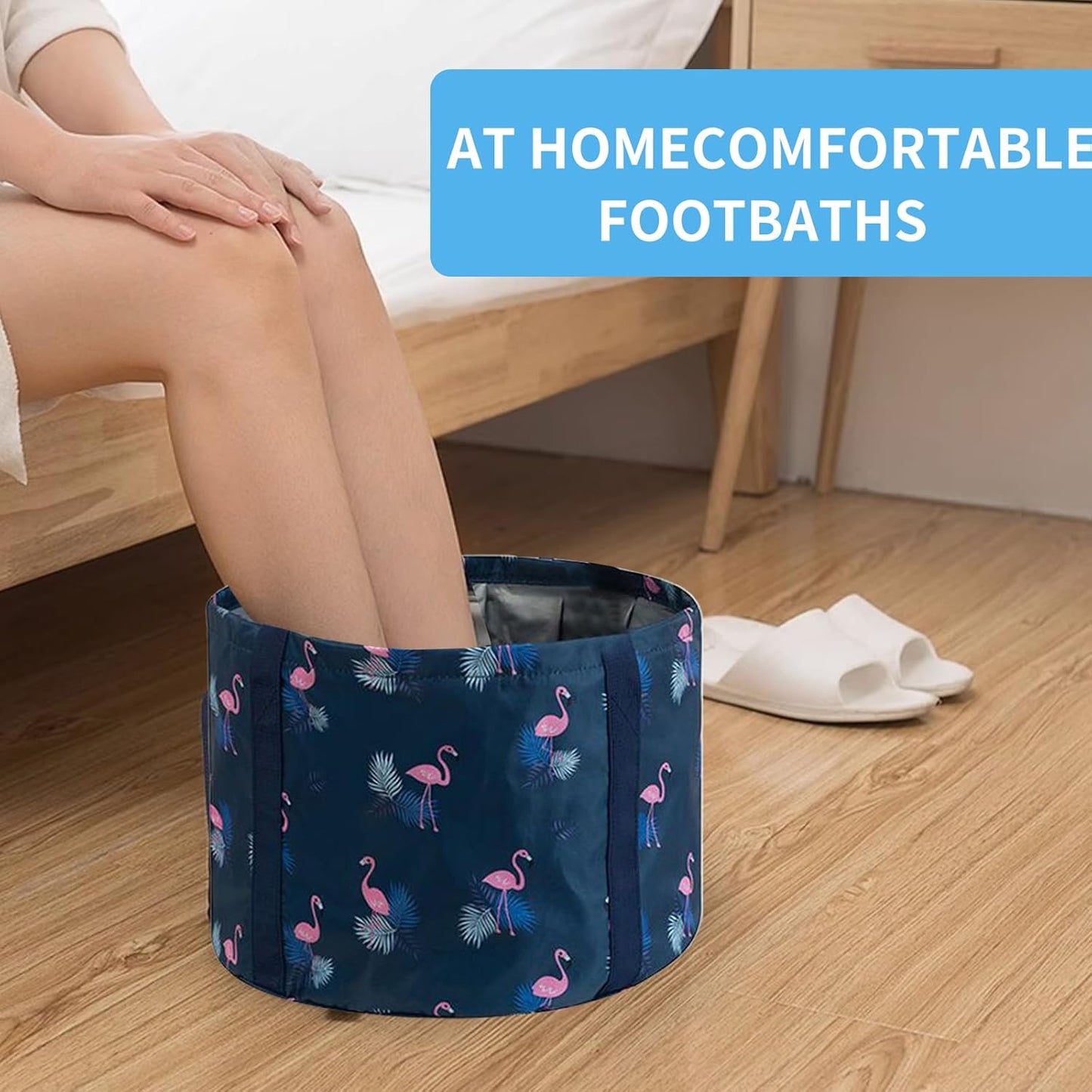 Multifunctional Collapsible Bucket for Soaking Feet, Portable Foot Bath Bag, Foot Spa Soaking Feet Home Pedicure Basin Outdoor Camping for Washing, Fishing Wait Handy Carrying Bag, Large