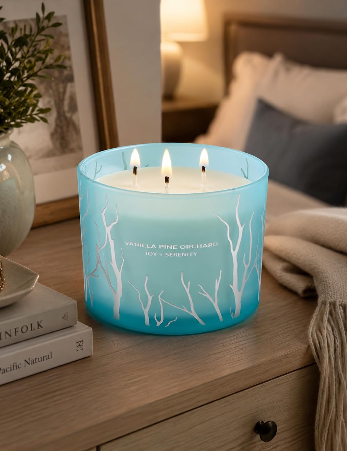 Vanilla Pine Orchard Candle | 14.5oz Large 3 Wick Soy Wax Candle for Home | Strongly Scented Winter Apple Vanilla Aromatherapy Candle | Long Lasting, Clean Burn | Stress Relief Gift for Women & Men