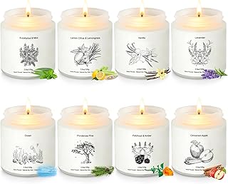 Scented Candles for Home, 8 Pack Soy Wax Gift Set for Women, Aromatherapy Candles, Lavender, Vanilla, Eucalyptus Mint, Ocean