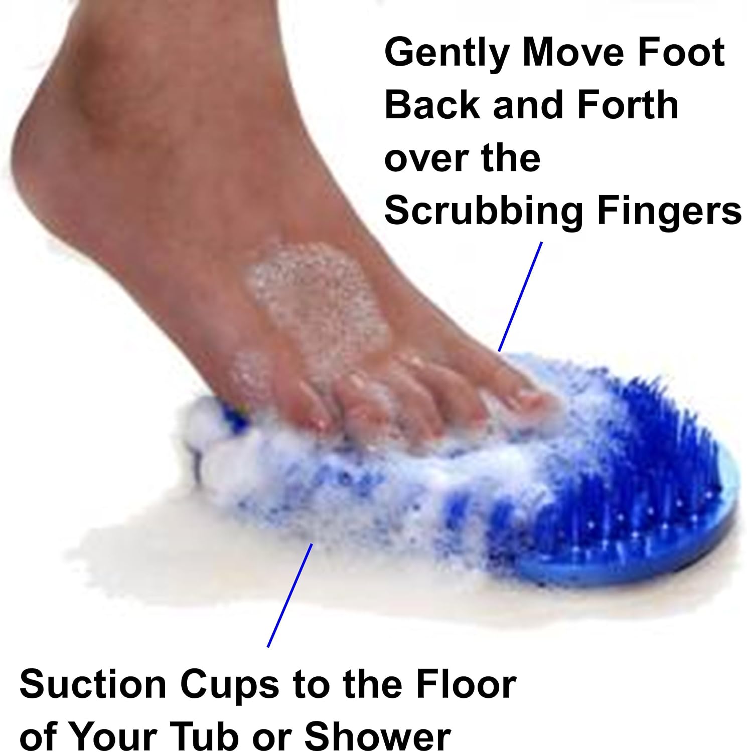 Soapy Toes Travel Sized Foot Scrubber Massages & Cleans Tired Feet, Suction Cups to Tub- Shower Floor | Easy Foot Care for Those with Limited Mobility, Fits Small Showers Like RV or Boat (Pearl Blue)