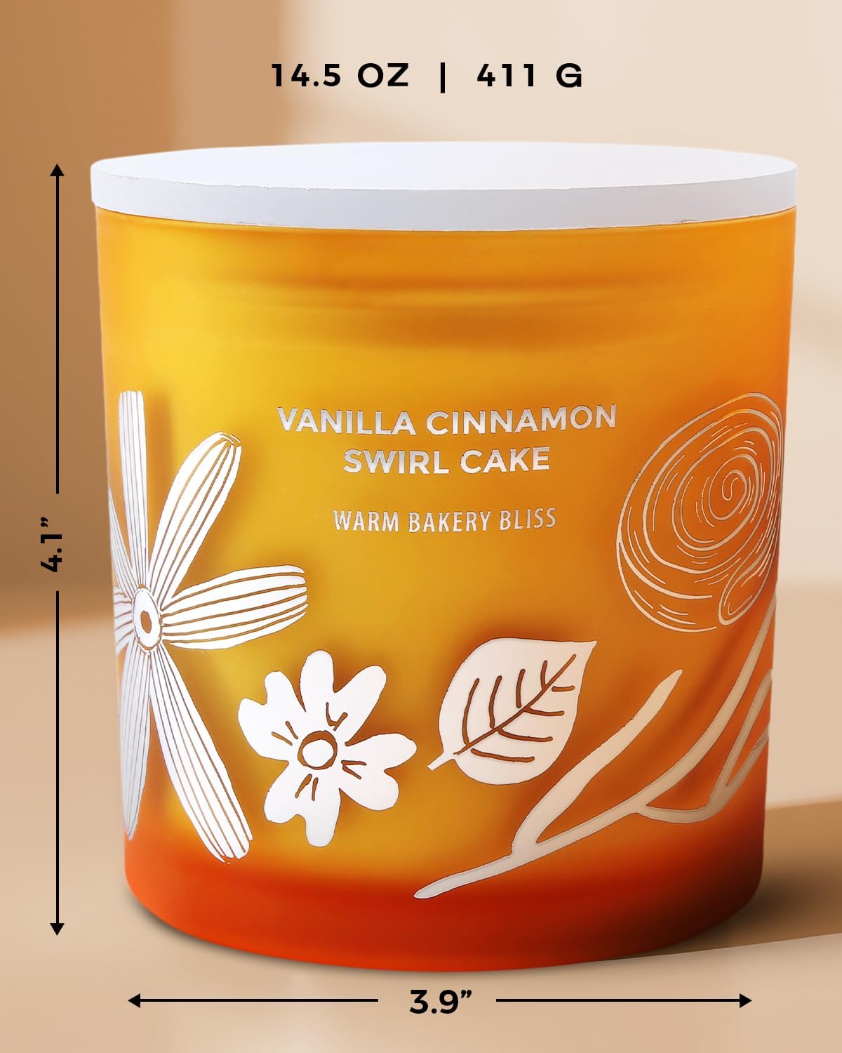 Vanilla Cinnamon Swirl Cake Candle | Large 3 Wick Scented Soy Candle for Home | 14.5oz Cinnamon Sugar Vanilla Bakery Candle | Warm Cake Batter Candles | Long Lasting Clean Burn | Gift for Women & Men