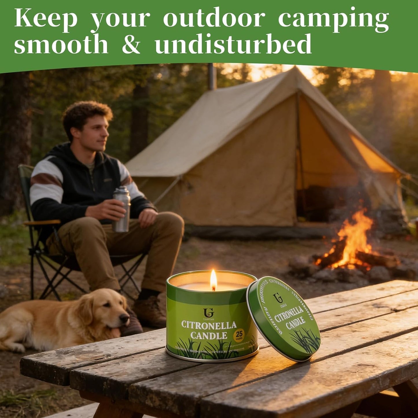 Citronella Candles Outdoor, Natural Soy Wax Outdoor Candles for Patio Backyard Garden Camping, Citronella Essential Oil Blend with Rosemary Peppermint & Lemongrass, 25 Hour Burn Time, 4Pack5.3oz