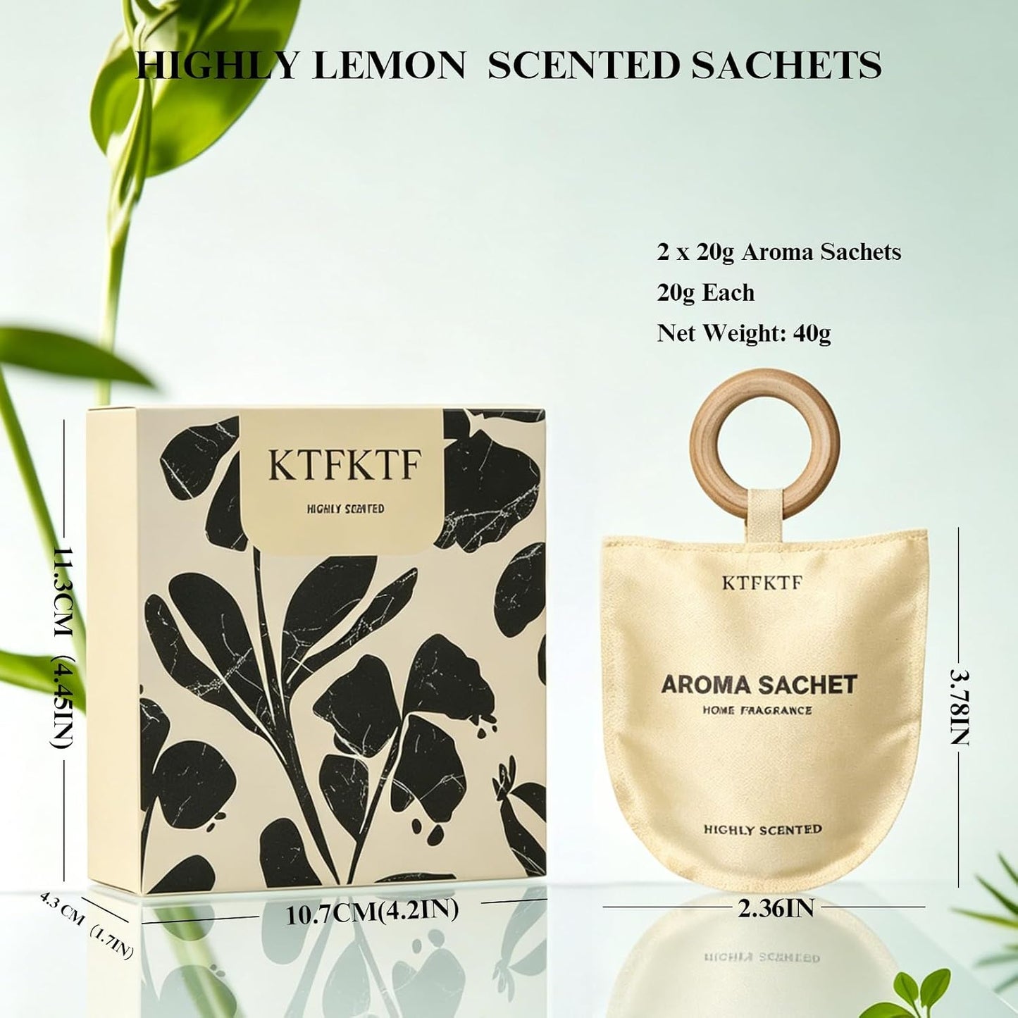 2 Pack Lemon Scented Sachets for Drawers and Closets | 90-Day Long Lasting Closet Air Freshener, Strong Odor Eliminator Sachet Bags for Wardrobe, Shoe Cabinet, Car, Luggage & Home