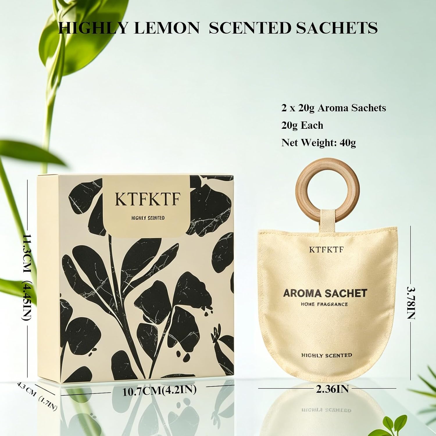 2 Pack Lemon Scented Sachets for Drawers and Closets | 90-Day Long Lasting Closet Air Freshener, Strong Odor Eliminator Sachet Bags for Wardrobe, Shoe Cabinet, Car, Luggage & Home