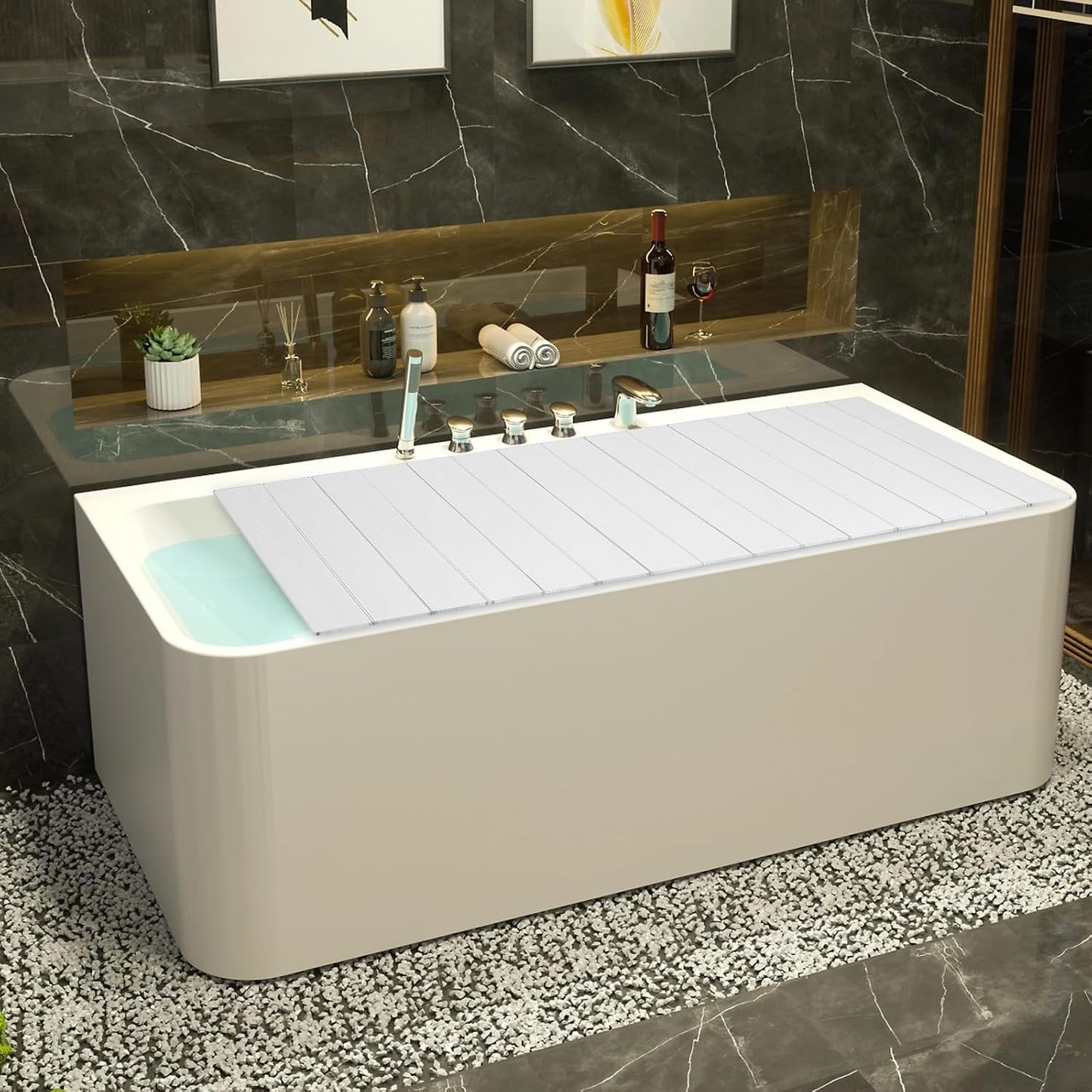 Bath Cover, Foldable Bathtub Board, Waterproof, Dustproof Bathtub Tray, Insulation PVC Bathtubs, Durable Insulation Plate for Home, Bathroom, Spa Experience
