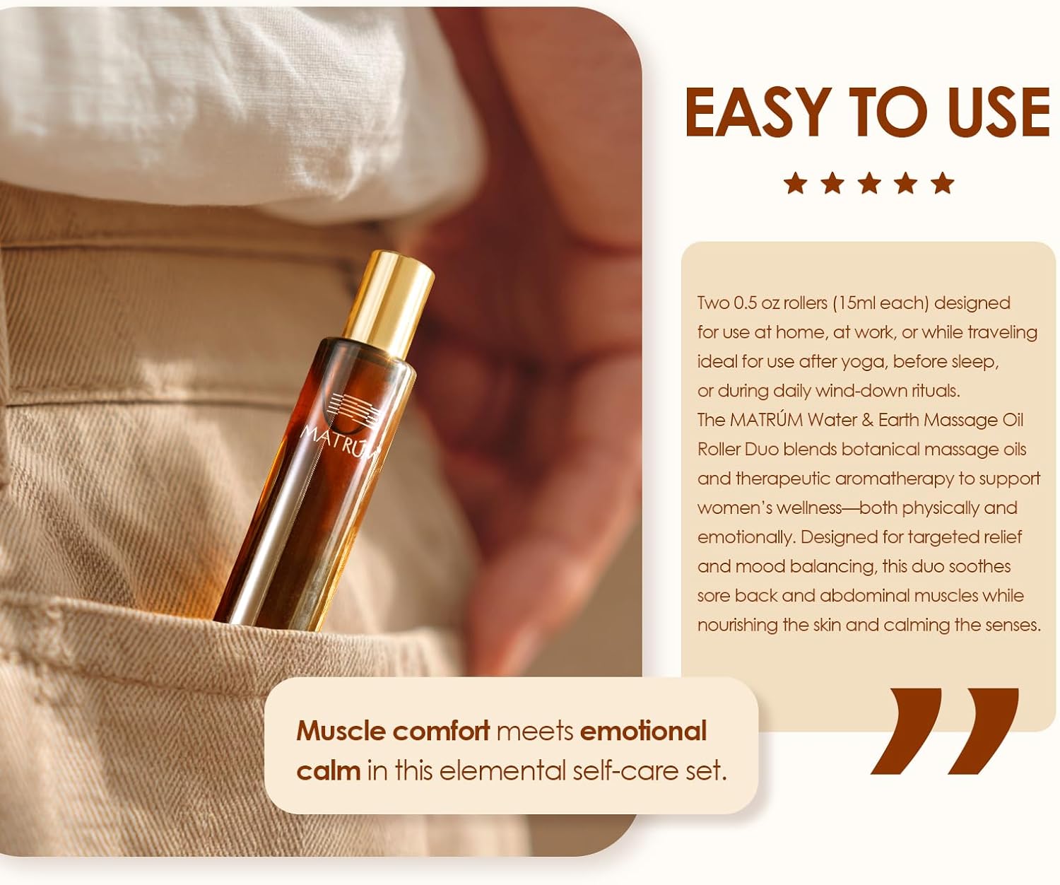 MATRUM Massage Oil Roll On Five Element (Water + Earth)