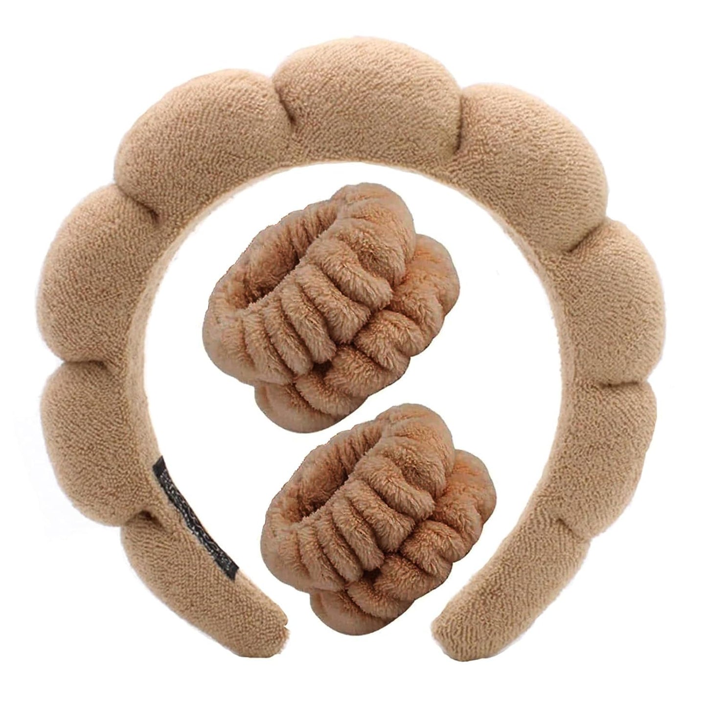 Spa Headbands for Washing Face Soft Puffy Bubble Headbands Wristband for Women Girls Makeup Skin Care Facial Beauty Shower Towel Hairband
