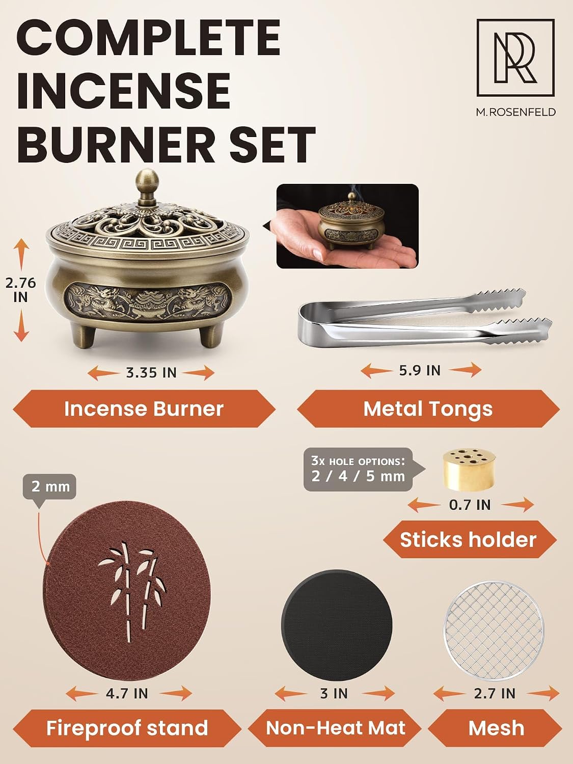 Small Brass Charcoal Incense Burner for Frankincense Resin, Incense Sticks for Home and Church Use – Decorative Bakhoor Brass Incense Burner Provides Clean Burning, Aroma and Spiritual Atmosphere
