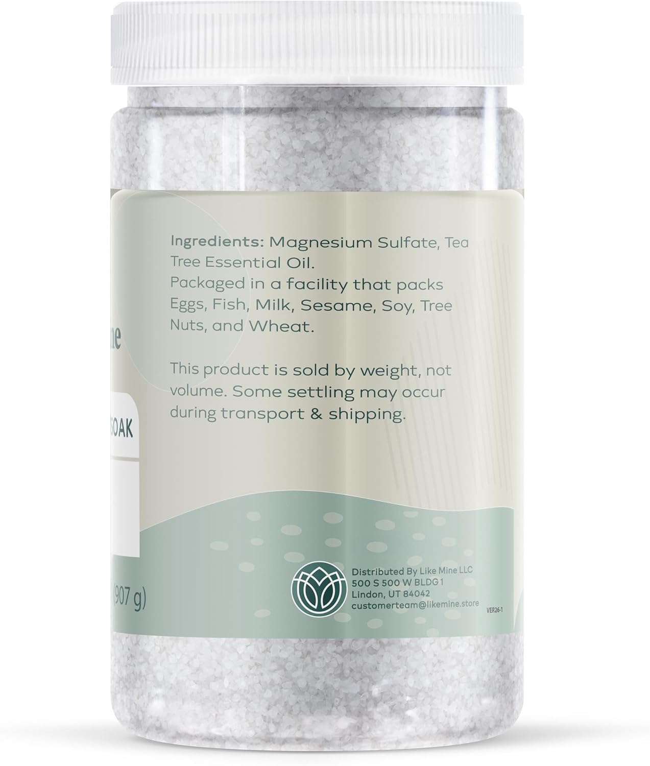 Like Mine Epsom Salt Soak with Tea Tree Essential Oil, 2 lb, Bath & Foot Soak Magnesium Sulfate Blend