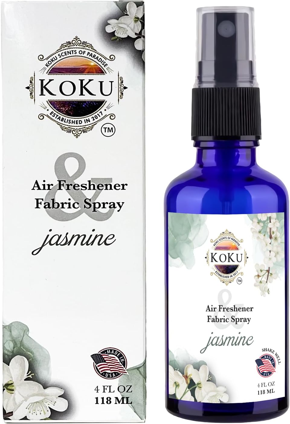 Jasmine Air Freshener - Room Spray - Odor Eliminator - Deodorizer - Car Air Freshener - Home Spray - Linen Spray - Fabric Refresher - Non-Toxic - Alcohol Free – 4 Oz