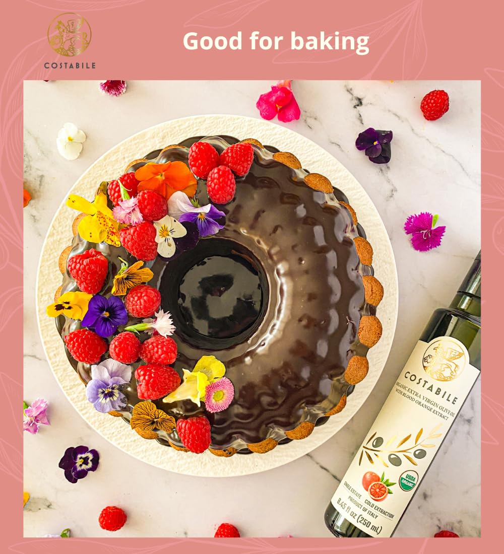 Blood Orange Olive Oil Organic - Ideal for Baking and Flavorful Dressings. Natural Blood Orange Infused Olive Oil Extra Virgin from Puglia, Italy
