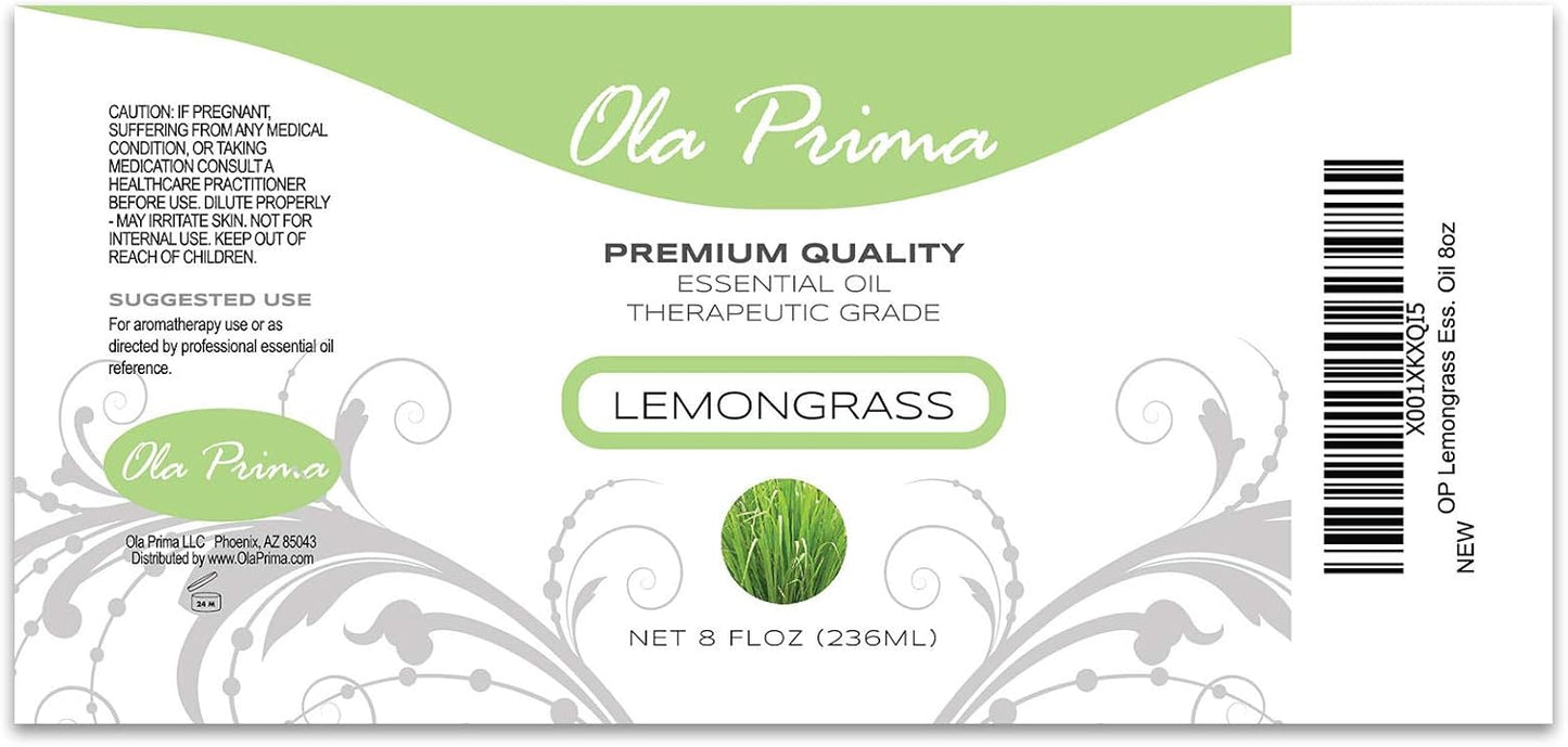 Ola Prima Lemongrass Essential Oil - Aromatherapy Oils - 8 Fluid Ounces Bulk