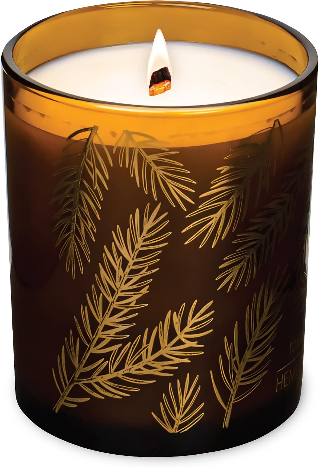 Hemlock Park Foxtail Fir Amber Gold Leaf Scented Candle | Crackling Wood Wick, Botanical Fragrance & Coconut Apricot Wax | Up to 50 Hour Burn Time | 7.2 oz | Made in USA