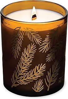 Hemlock Park Foxtail Fir Amber Gold Leaf Scented Candle | Crackling Wood Wick, Botanical Fragrance & Coconut Apricot Wax | Up to 50 Hour Burn Time | 7.2 oz | Made in USA