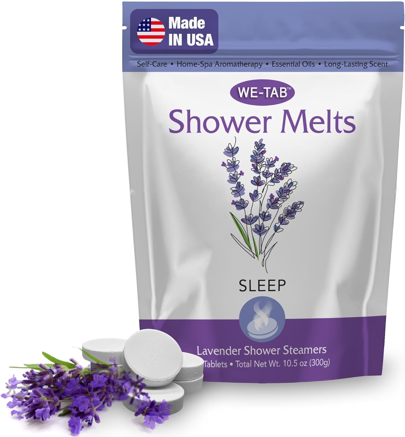 Shower Steamers 10-pk with Essential Oil Aromatherapy to Unwind and Sleep, Long Lasting Lavender Scent, No Stain or Artificial Dye, for Relaxation, Stress Relief and Self Care Gift for Everyone!