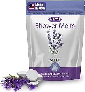 Shower Steamers 10-pk with Essential Oil Aromatherapy to Unwind and Sleep, Long Lasting Lavender Scent, No Stain or Artificial Dye, for Relaxation, Stress Relief and Self Care Gift for Everyone!
