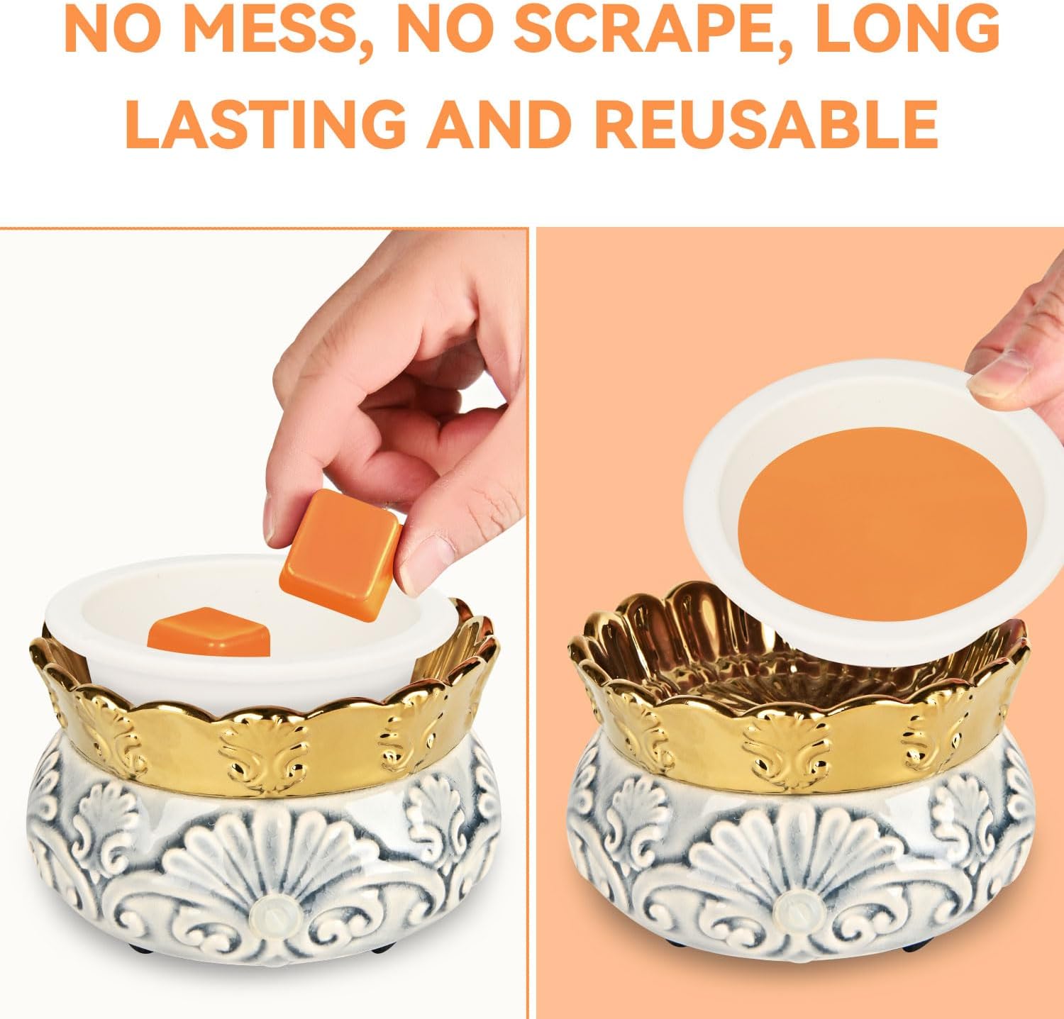 ASAWASA 2 Pcs Silicone Liners for Wax Warmer,No Mess, No Scrape, Long Lasting and Reusable, 2.48 in in Bottom Diameter (medium size 2pcs)