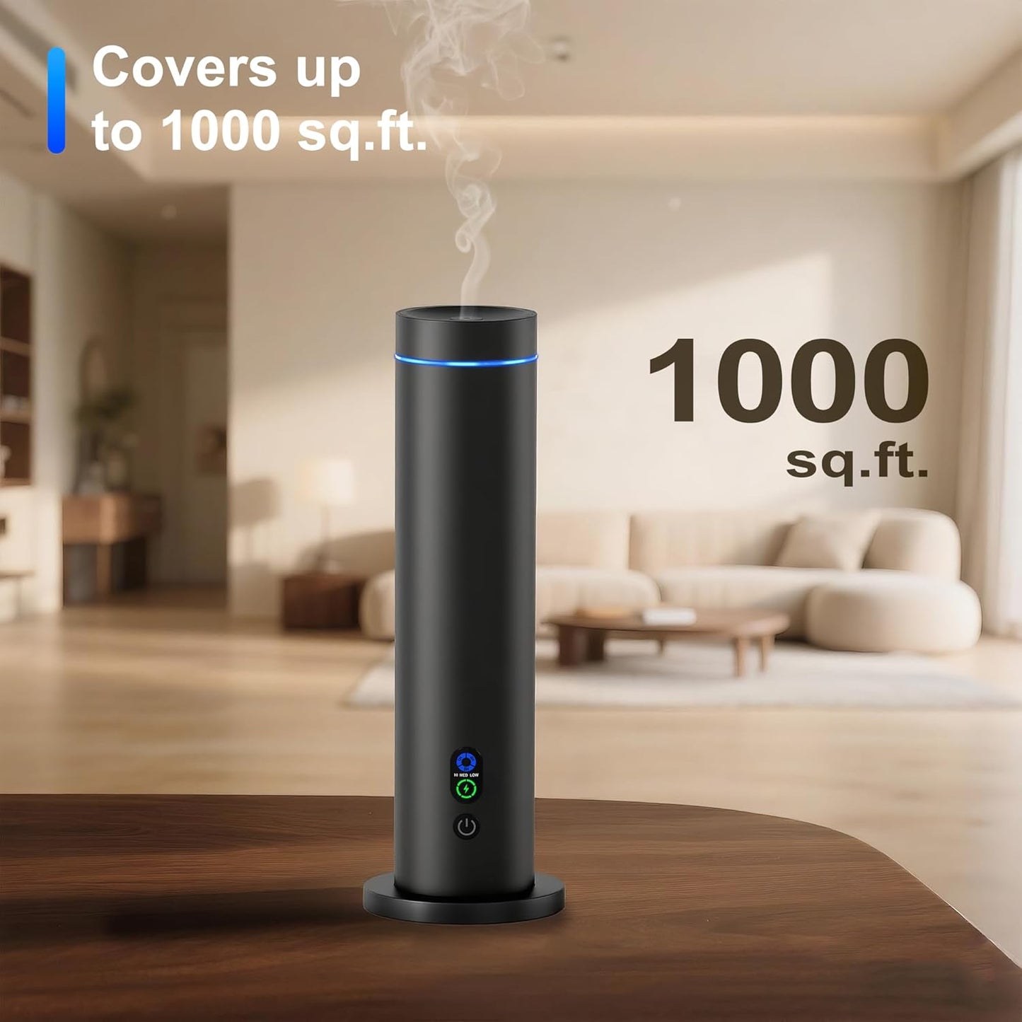 Maromalife Waterless Diffuser, Essential Oil Diffuser, 1000 Sq.Ft Coverage Scent Diffuser – Plug-in Only, Adjustable Mist, Remote, Mood Lights for Home & Office, Large Room, Hotel, Black