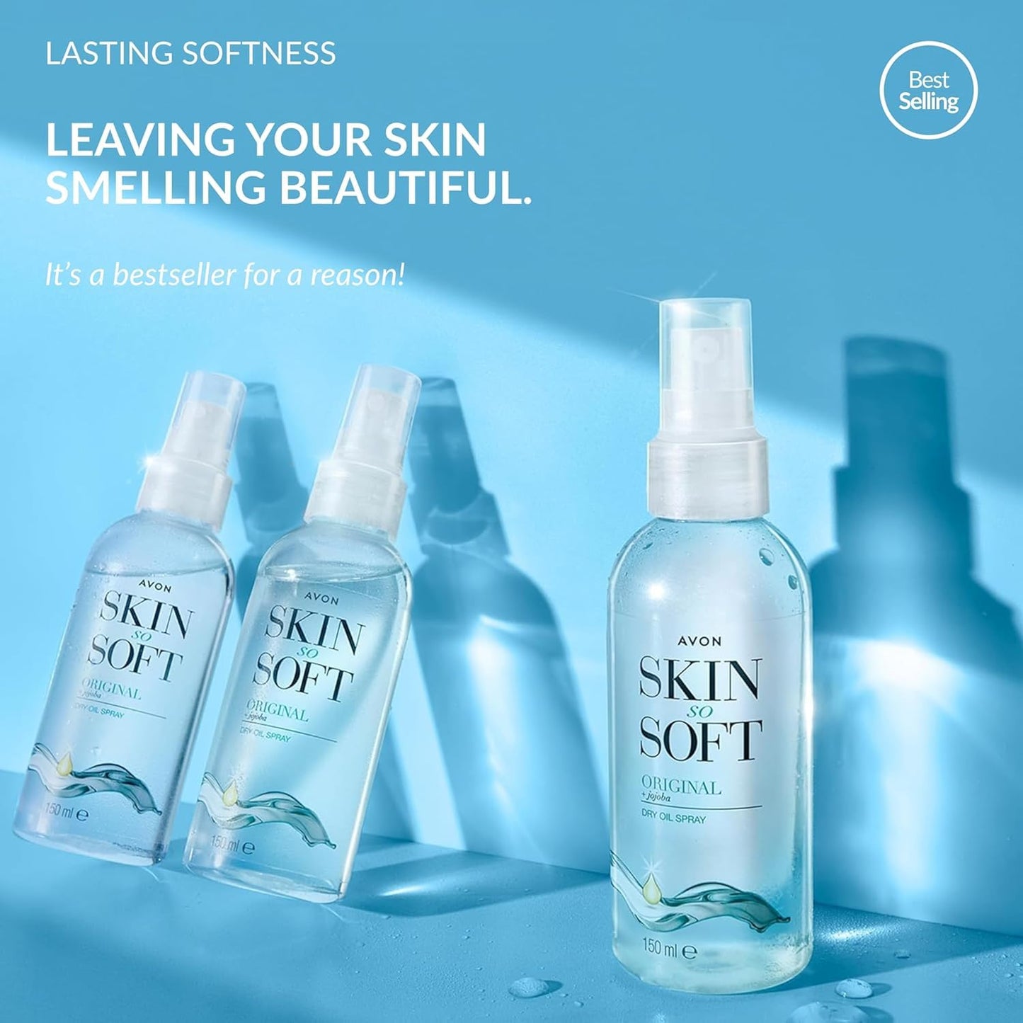 AVON SKIN SO SOFT Original JOJOBA Dry Oil Spray (5 Fl. Oz) Each – Travel-Friendly Luxury Lightweight Body & Hair Oil Mist – Fast-Absorbing, Non-Greasy, Silky Smooth Finish 150ML (2-PACK)