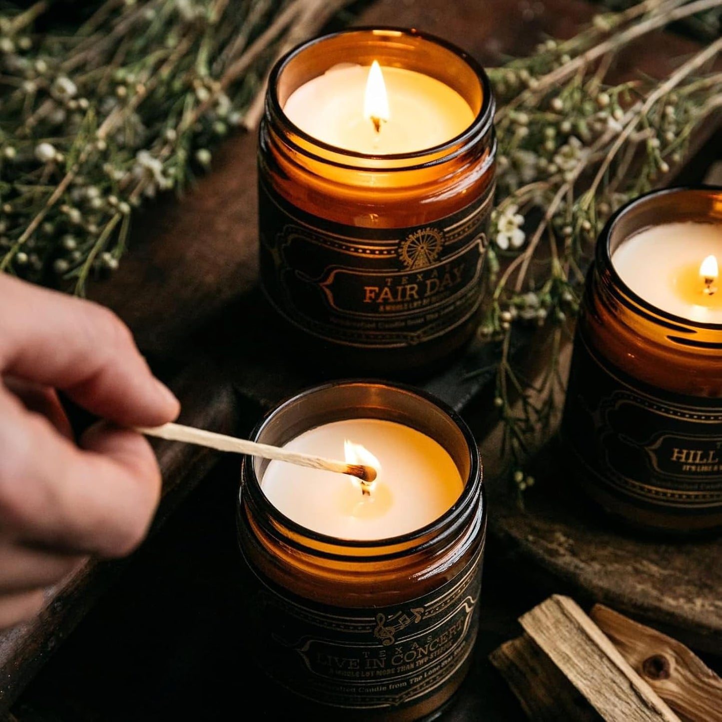 Jackson Vaughn Scented Texas Candle | Aromatherapy Long Lasting Candles Home Fragrance Decor Gifts Hand Poured Soy Wax Blend Notes of Patchouli, Prairie Grass, Mexican Amber 40 Hr Burn 9oz (Austin)