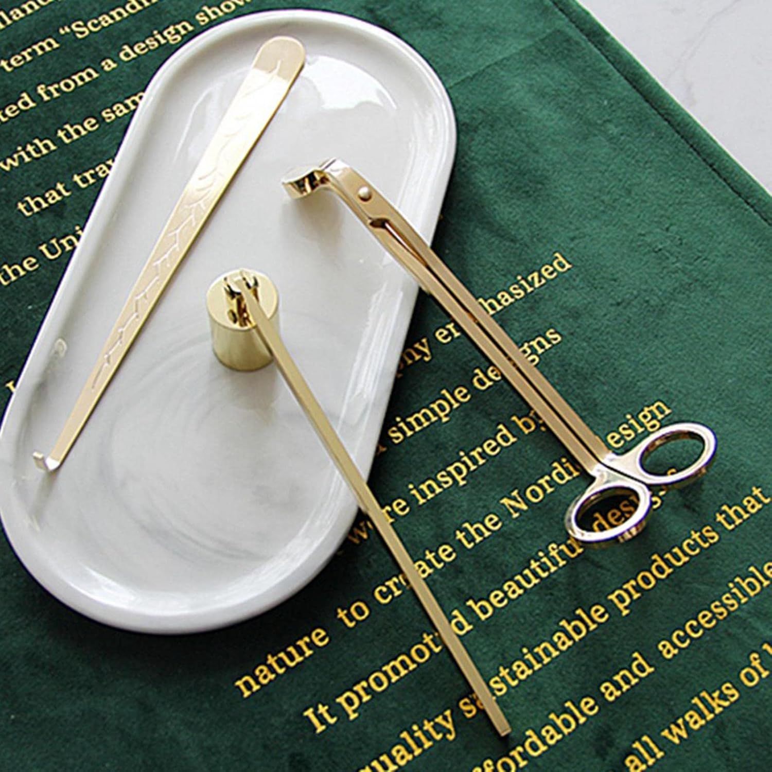 Baoblaze Candle Accessory Set of 3, Set with Candle Wick Cutter, Candle Wick Dipper, Candle Tools Set, 4 Colors Optional, Gold