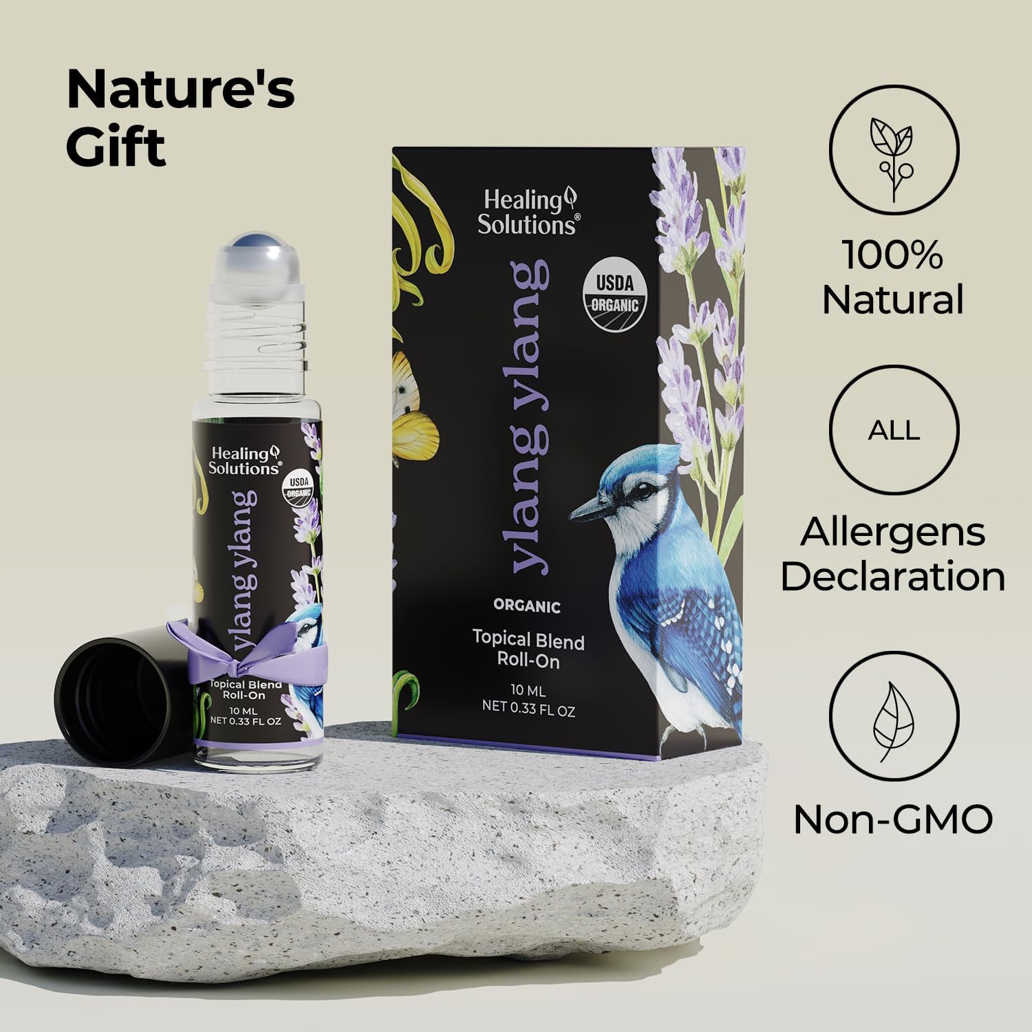 Healing Solutions (2 Pack) USDA Certified Organic Ylang Ylang Perfume Roll-On - Ylang Ylang Essential Oil Roller for Skin & Sleep