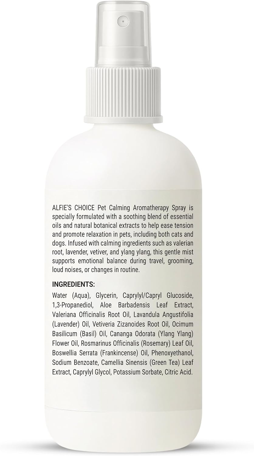 Pet Calming Aromatherapy Spray for Dogs | 3.4 fl oz Travel Size | Lavender & Valerian Aromatherapy Mist | for Crate, Car & Vet Visit Comfort