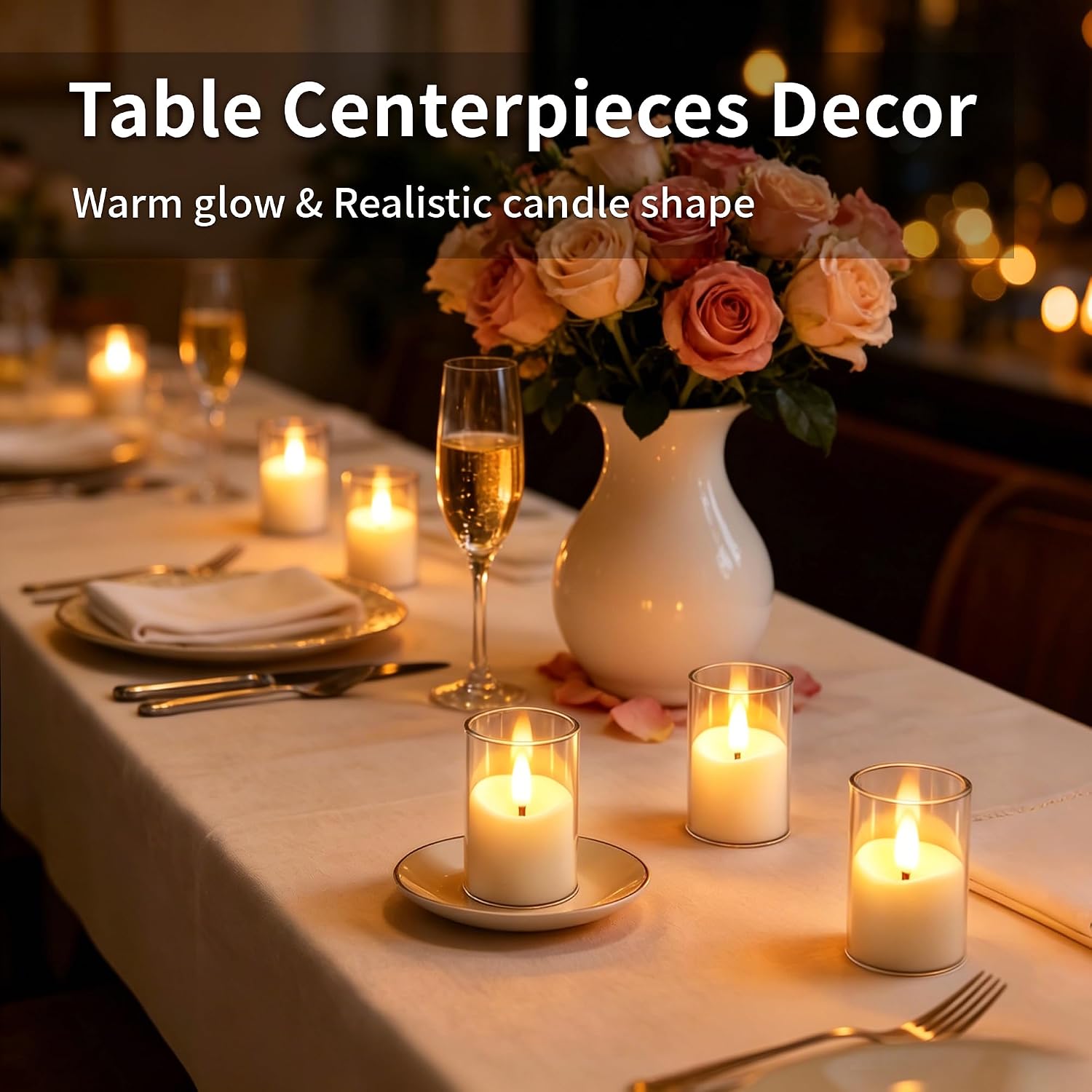 Rechargeable Flameless Candles with Timer Remote, 1.7"x2.6" Clear Acrylic LED Tea Lights Candles，Small Votive Electric LED Candles for Home Aniversary Wedding Holiday Decor(12 Pack)