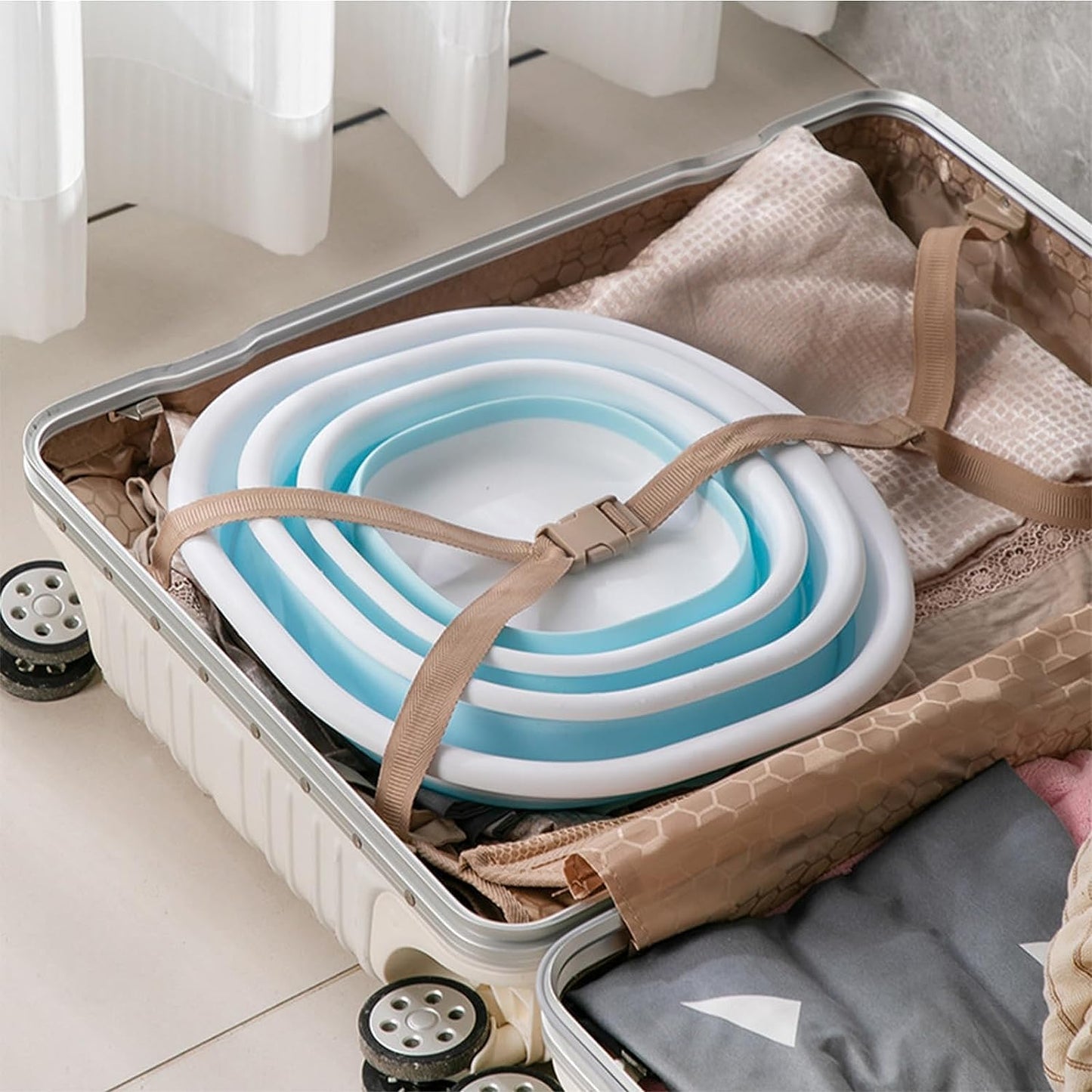 Portable Pool Foot Bath,Collapsible Pool Foot Wash Basin Tub,Foot Bath Basin for Above Ground Swimming Pools Accessories (Pink Baths)