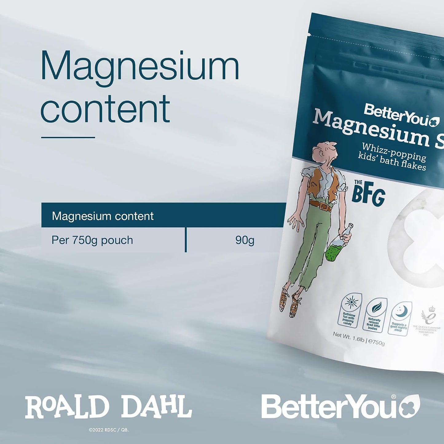BetterYou Magnesium Sleep Kid’s Bath Flakes - Bath Salts with Popping Candy - Bath Soak with Natural Magnesium - Relaxing Lavender for Sleep - 1.6 lb