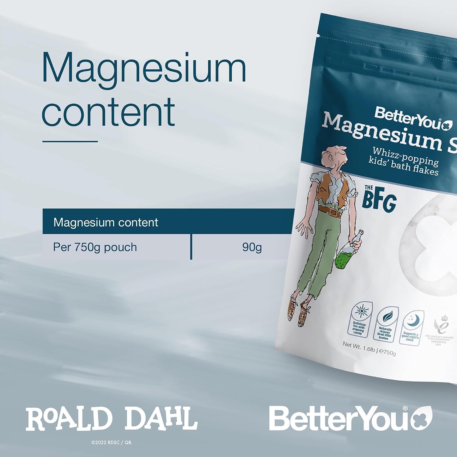 BetterYou Magnesium Sleep Kid’s Bath Flakes - Bath Salts with Popping Candy - Bath Soak with Natural Magnesium - Relaxing Lavender for Sleep - 1.6 lb