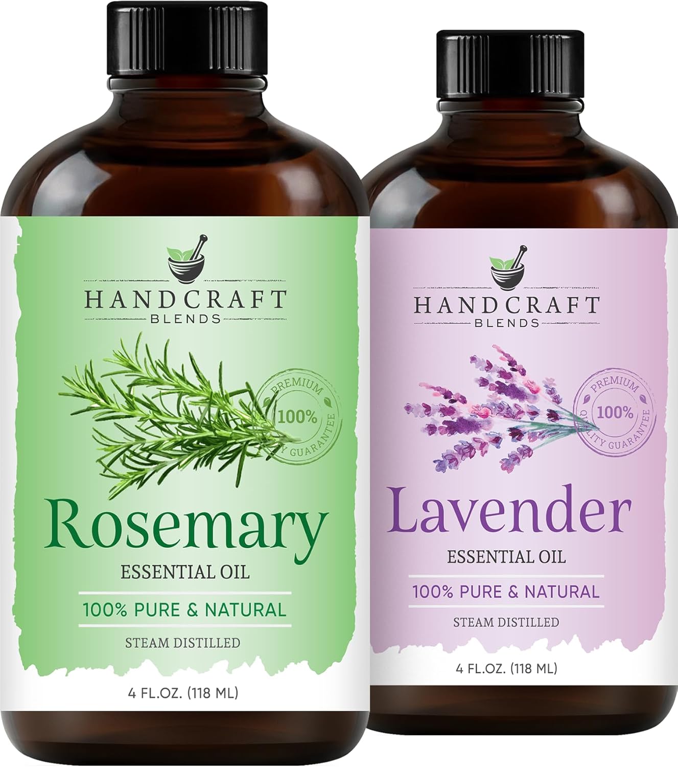 Handcraft Blends Herbal Balance Set: Lavender and Rosemary Essential Oils – (2 x 4 Fl Oz) – 100% Pure & Natural – for Diffuser, Aromatherapy, and DIY Projects