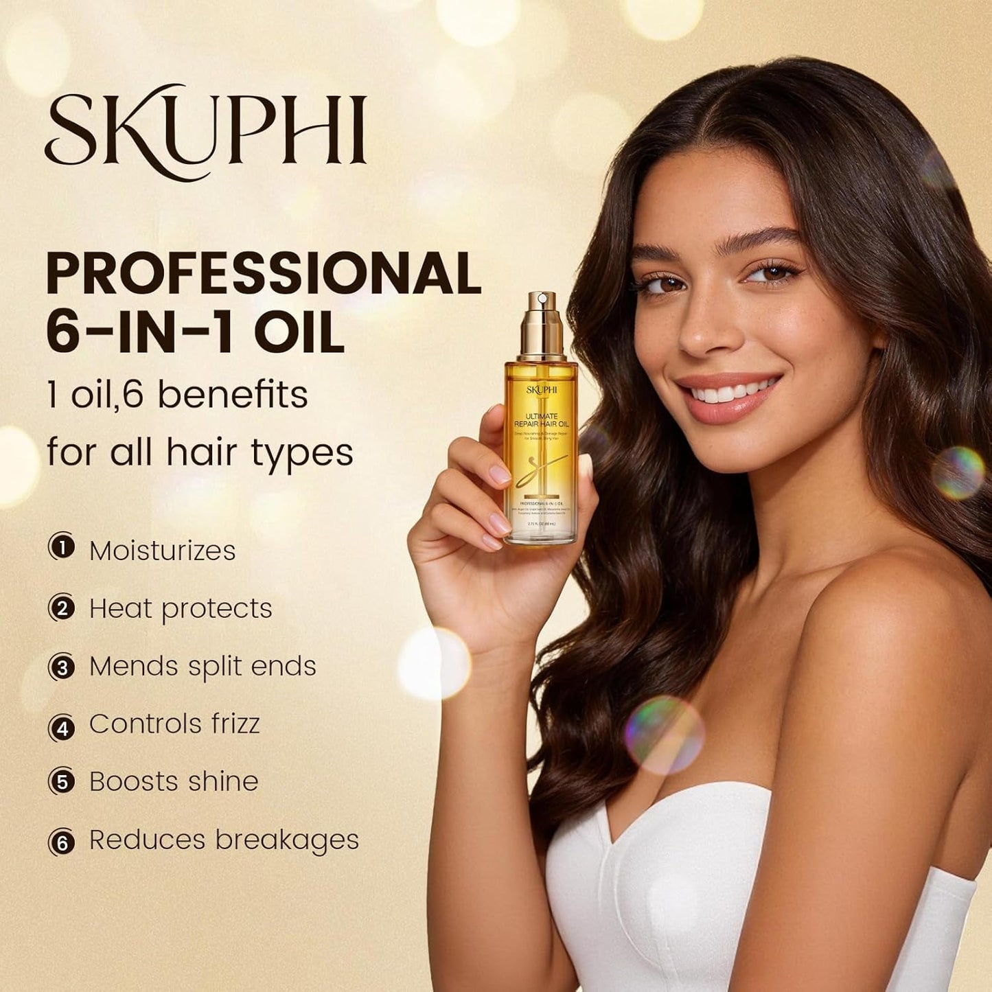 Hair Oil Spray Argan Oil of Morocco for Hair Healing Cold-Pressed Moroccan Argan Oil Serum Mist for Dry Damaged Frizzy Curly Hair Nourishing Treatment Heat Protector 80ml/2.7 fl.oz