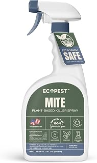 Mite Spray – Natural Killer for Dust, Bird, Spider & Other Mites | Bedding & Furniture-Safe | Treatment for Chickens, Poultry, Dogs, Cats, Reptiles & Other Pets | Indoor & Outdoor (22 oz)