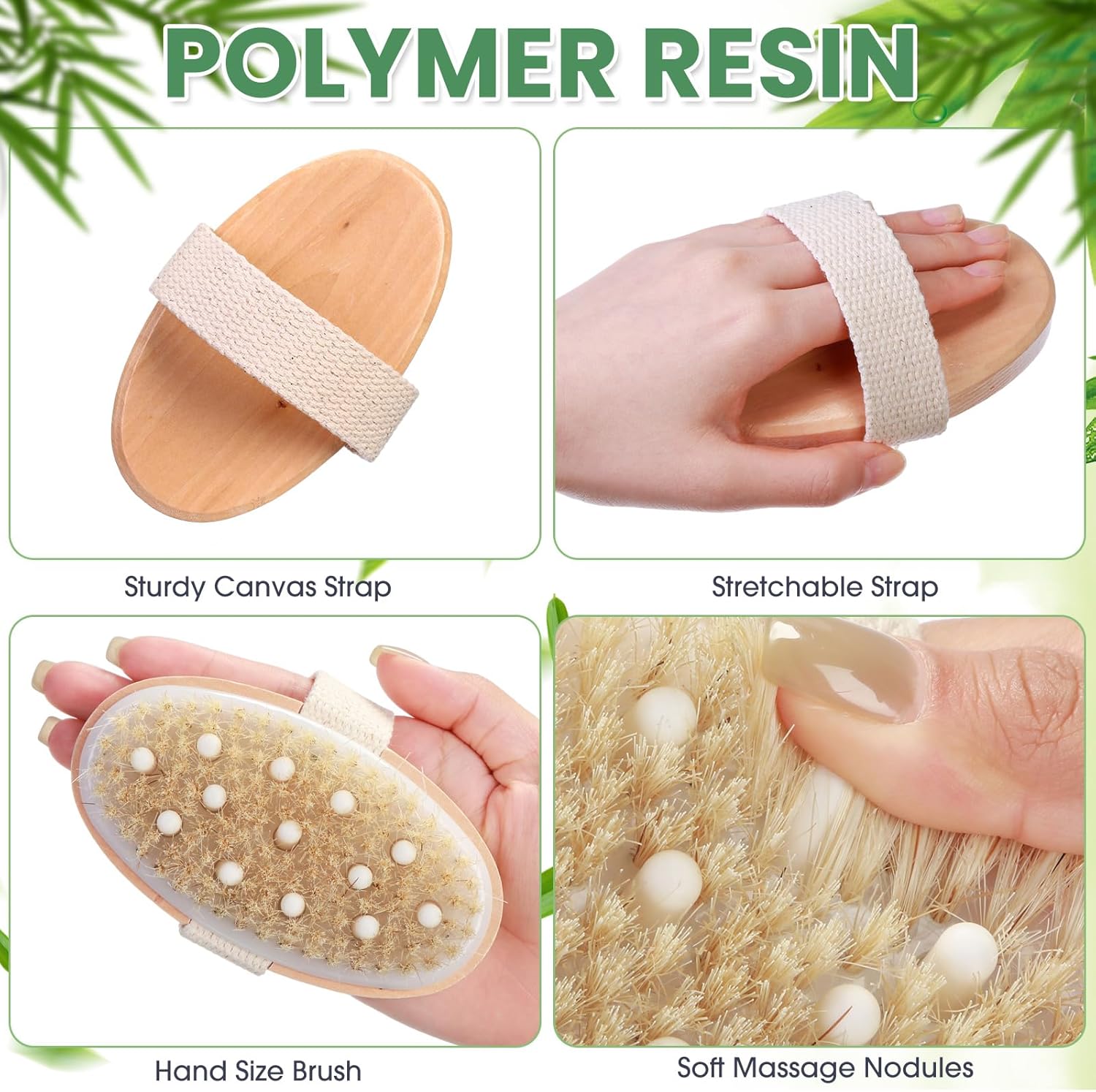 Gejoy 40 Pcs Dry Brushing Body Brush for Lymphatic Drainage Exfoliating Brush with Massage Nodule Dry Skin Body Scrubber Cellulite Shower Circulation Dead Exfoliator (Massage Version,Wood Color)