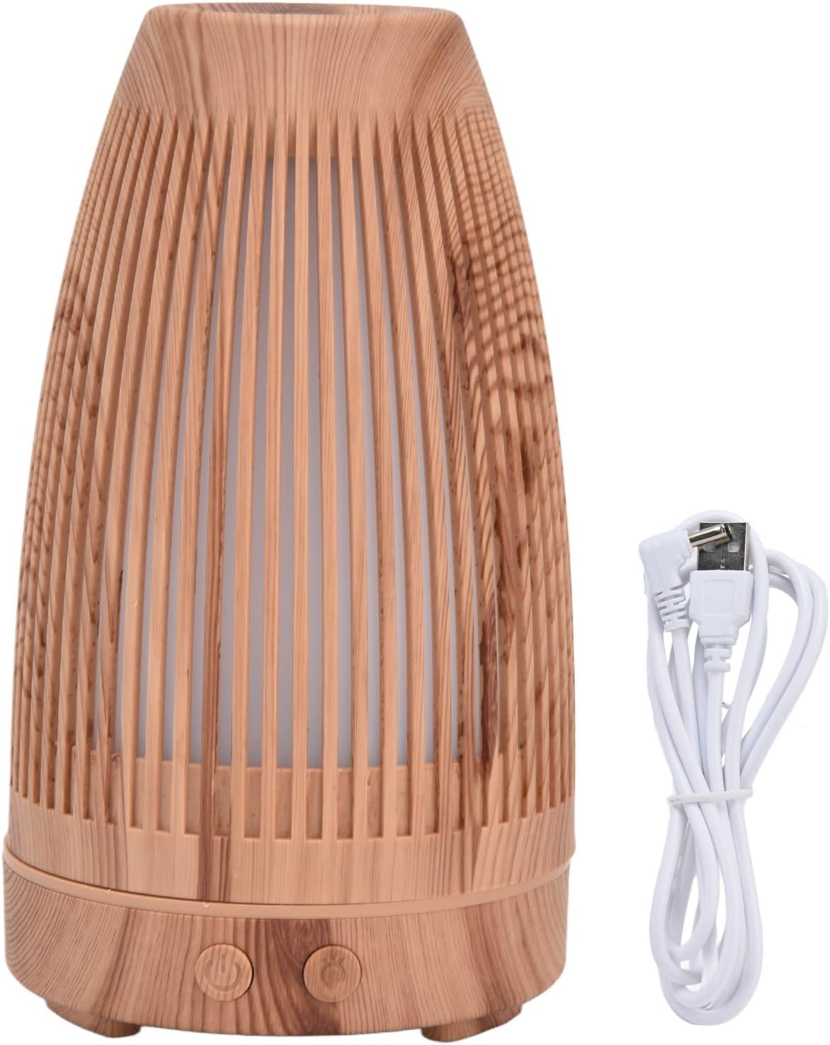 100-200ml Essential Oil Diffuser, Wood Grain Humidifier with 7 - Color Night Light, USB Powered Silent Mist Humidifier for Home Office Bedroom