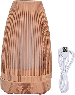 100-200ml Essential Oil Diffuser, Wood Grain Humidifier with 7 - Color Night Light, USB Powered Silent Mist Humidifier for Home Office Bedroom