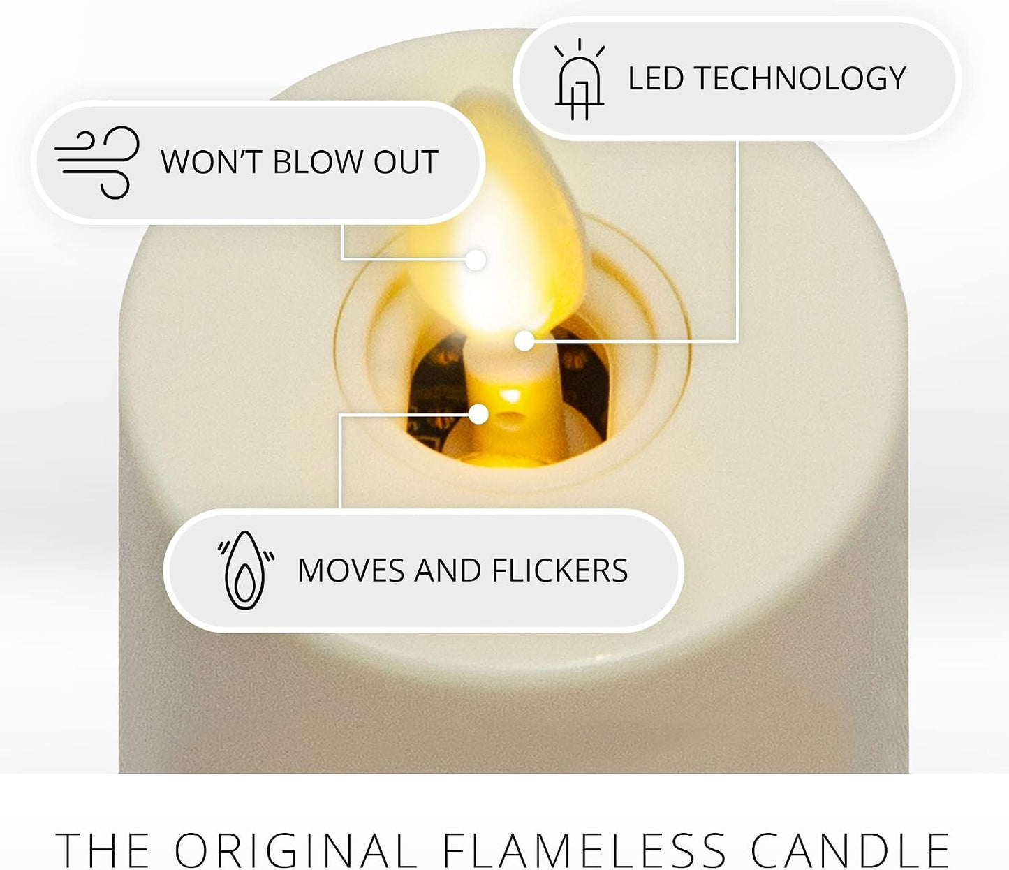 Luminara Flameless LED Tea Light Candle, 1.4" x 2", Pack of 2, Plastic Pearl Ivory, Real Flame, Battery Operated w/Remote Timer Function