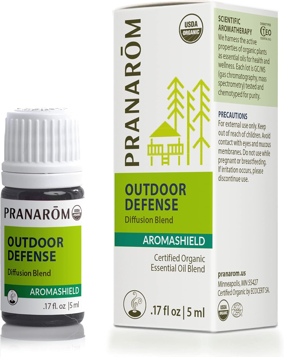 Pranarom - Aromashield Outdoor Defense Diffusion Blend (5ml) - Lemongrass, Citronella, Orange, & Tea Tree- 100% Pure Essential Oil Blend for Outdoor Protection | USDA and ECOCERT Certified Organic