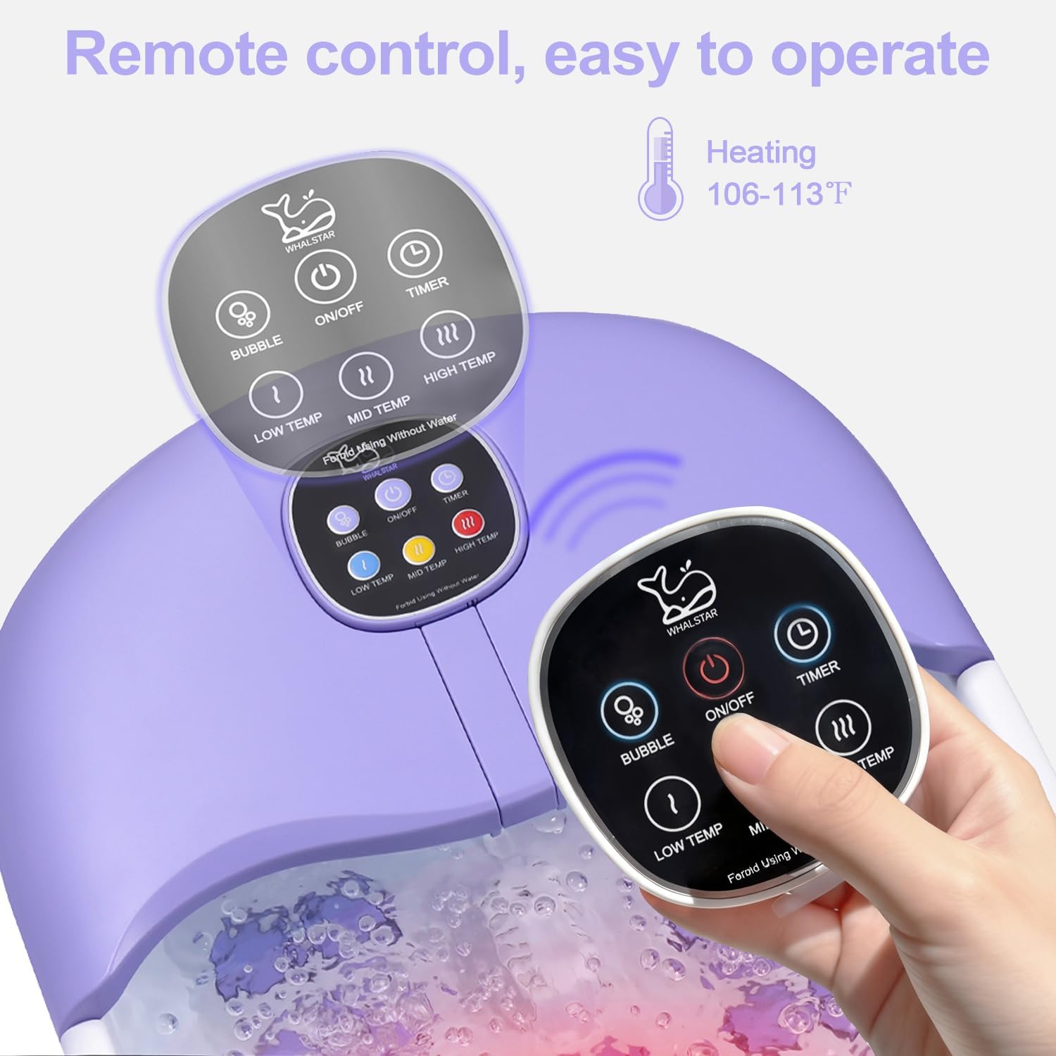 Collapsible Foot Spa Bath Massager with Heat Bubbles and Vibration Massage and Jets, 16oz Tea Tree Oil Foot Soak with Epsom Salt, Foot Bath Basin with Red Light & Remote - Purple