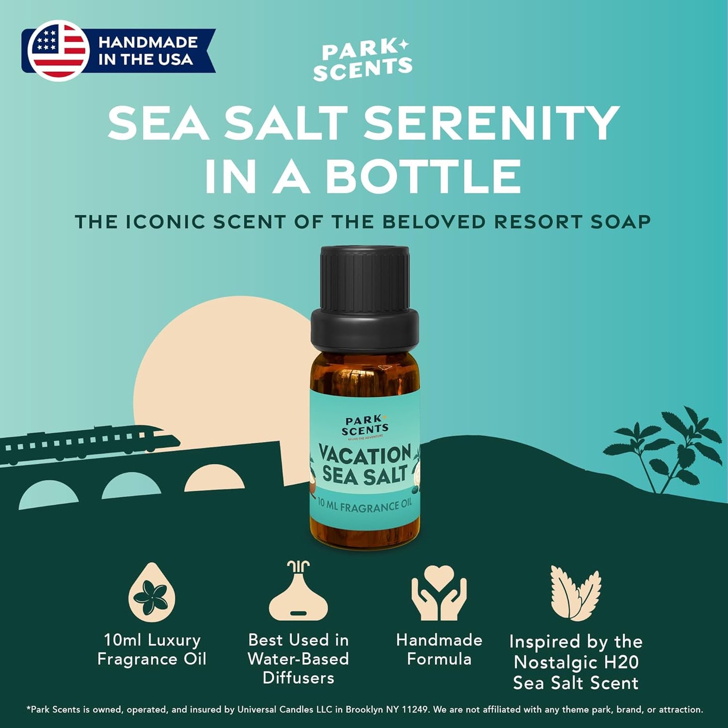 Park Scents Vacation Sea Salt – Peppermint Eucalyptus Musk Theme Park Luxury Hotel Fragrance Oil – Scented Essential Oils for Diffusers for Home, Aromatherapy, Gifts for Women, Sister, Hostess (10ml)