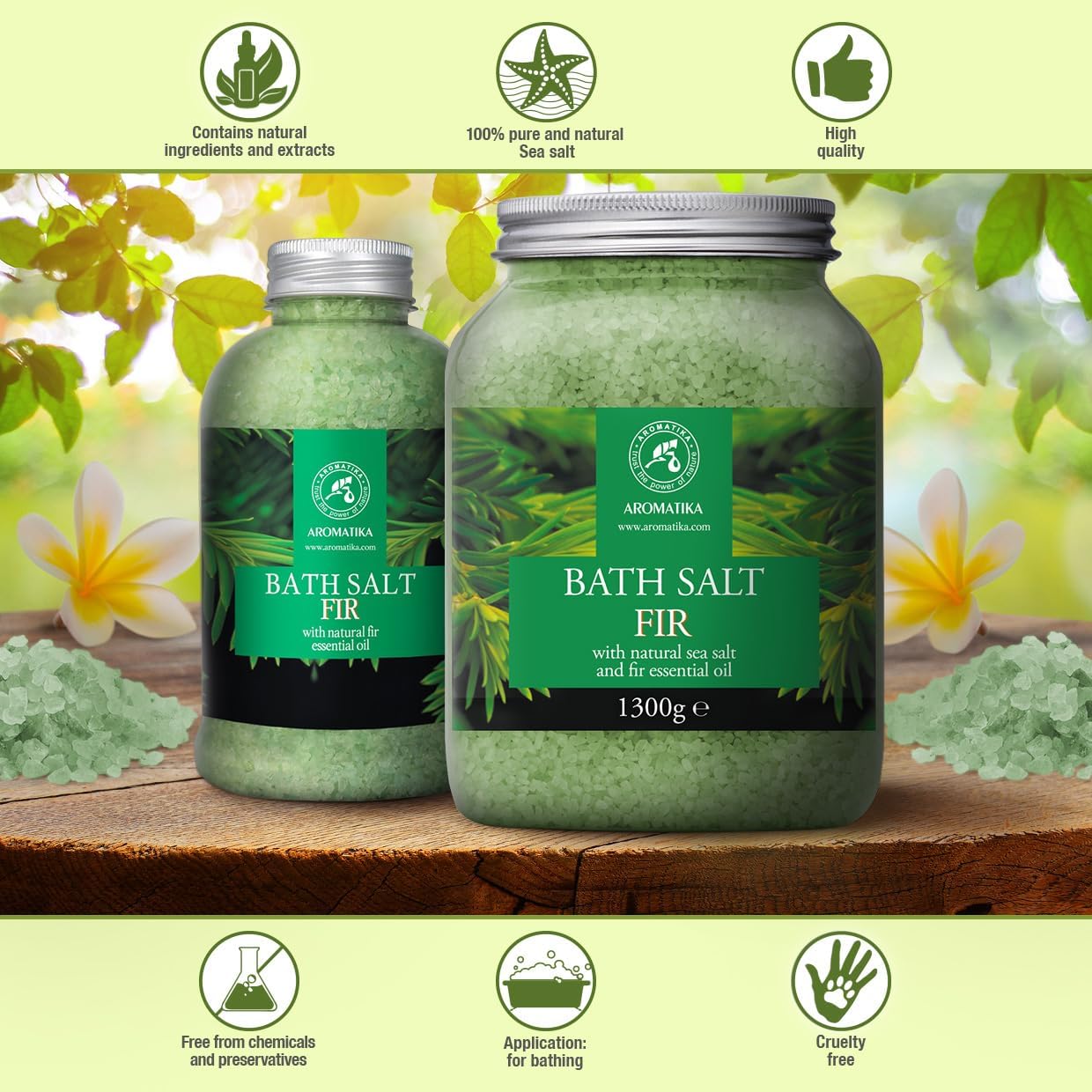 Fir Bath Salt with Natural Fir Essential Oil 46 Ounces - Natural Bath Sea Salt - Coniferous Salts - Best for Bath - Relaxing - Body Care - Beauty - Aromatherapy