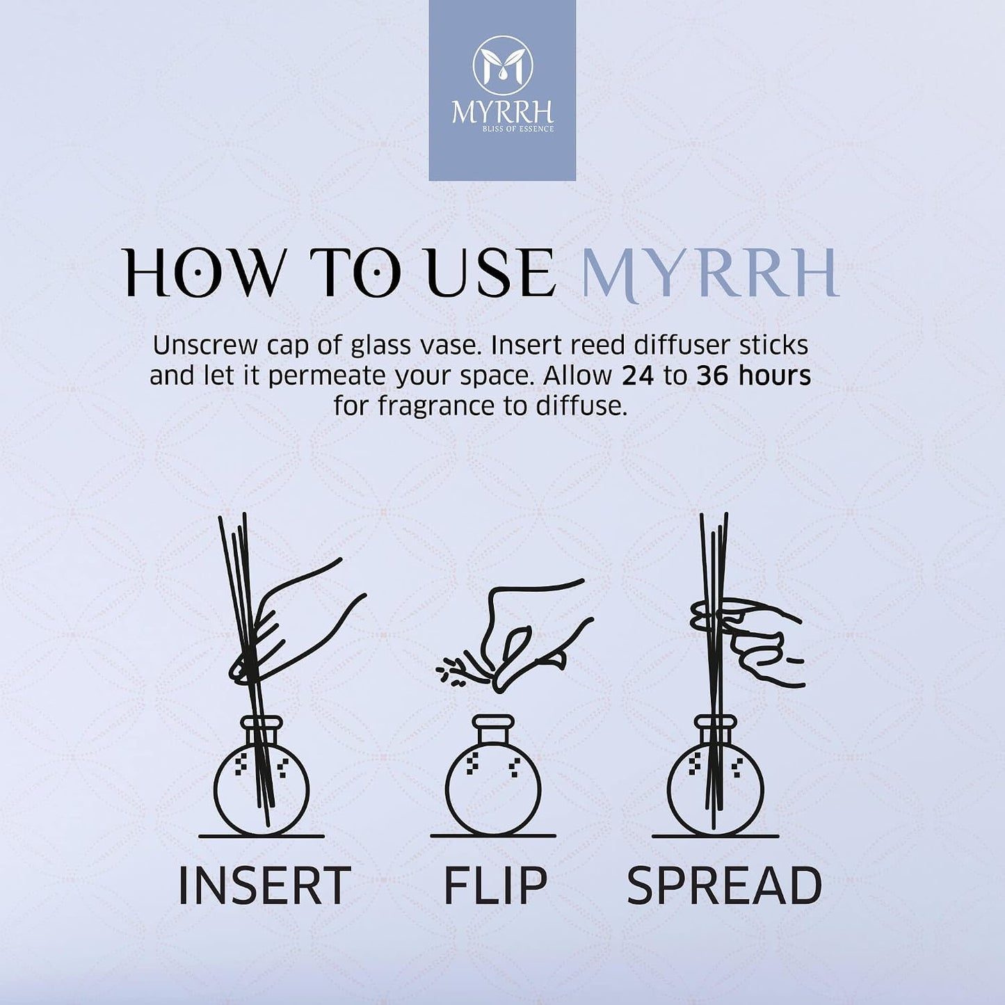Fresh Linen Scented Reed Diffuser Set with 8 Rattan Diffuser Sticks,150 ml, All Natural Air Freshener, Long-Lasting Diffusers at Home - MyrrhUSA