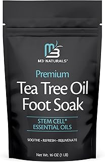 Tea Tree Oil Foot Soak and Epsom Salts for soaking | Foot Spa and Remedy for Athletes Foot, Stinky Feet, and Foot Soak for Dry Cracked Feet | Detox Foot Soak and Tea Tree Oil for Healthy Toenails 16oz